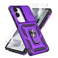 thumbnail image 1 of Rotatable Ring Holder Case for Samsung Galaxy S25 Edge with 1 Pack Screen Protector, Military Grade Drop Protection Slide Camera Cover Anti-Scratch Stand Case Support Magnetic Car Mount, Purple, 1 of 8