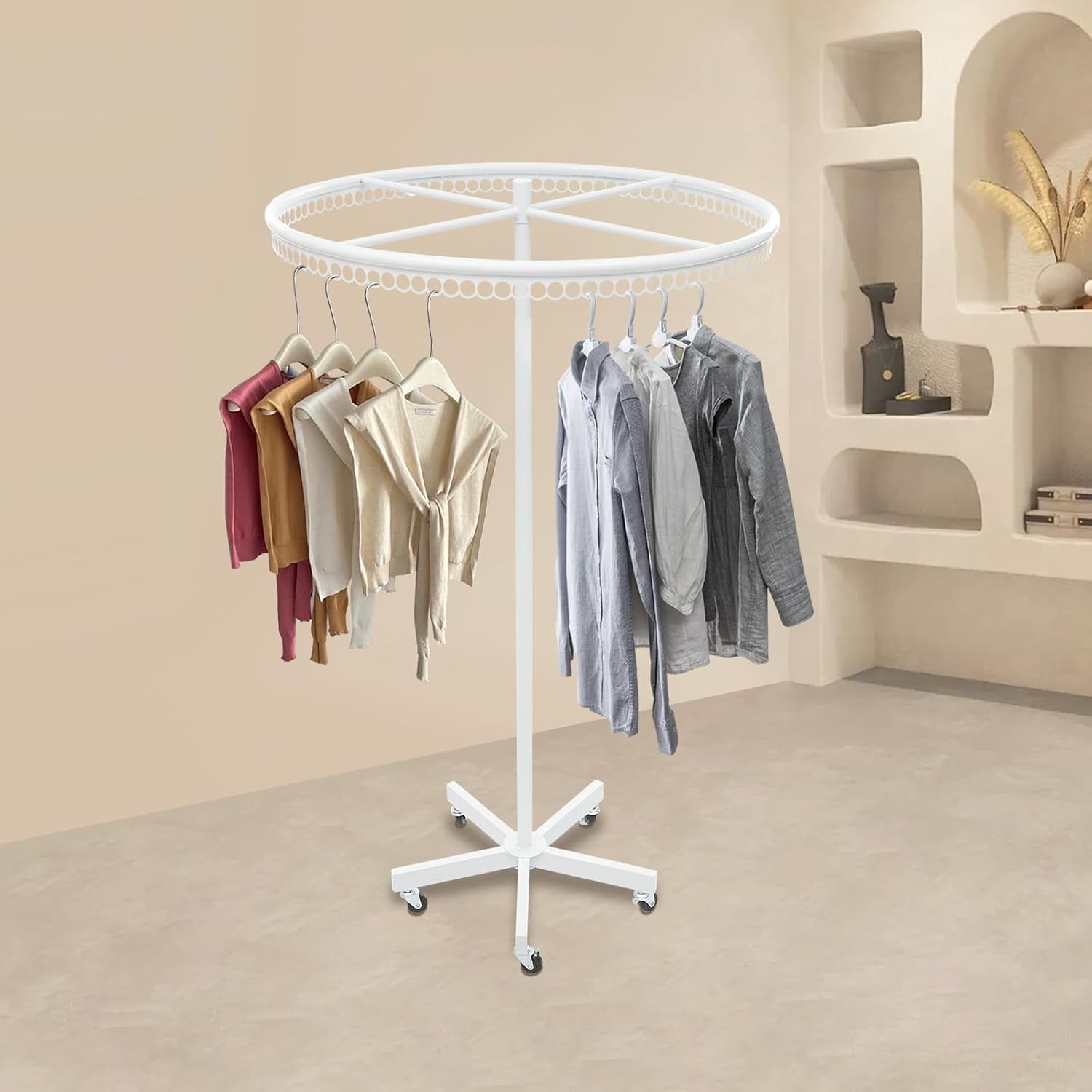 Rotatable Round Garment Display Retail Rack, Floor-Standing Multi ...