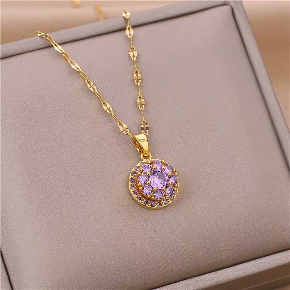 Rotatable Round Zircon Necklace For Women