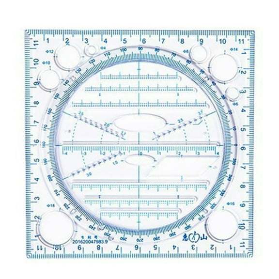 Rotatable Ruler Geometric Ruler Mathematics Measuring Tool Multifunctional Draft Rulers Circular Drawing Template Ruler