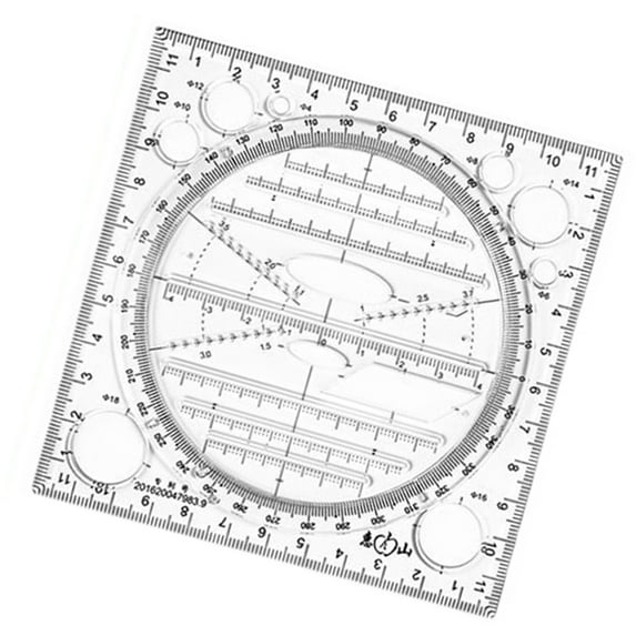 Rotatable Ruler Geometric Ruler Mathematics Measuring Tool Multifunctional Draft Rulers Circular Drawing Template Ruler