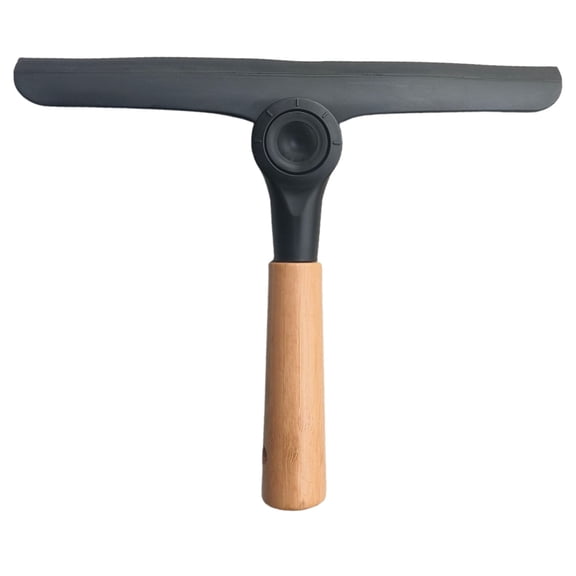 Rotatable Scratch-Free Wood Handle Silicone Shower Squeegee, Multi-Surface Mirror Tile Water Streak Remover Tool, Car Windshield Bathroom Glass Cleaning Wiper, 9.45X7.48 Inch Flexible Silicone Blade