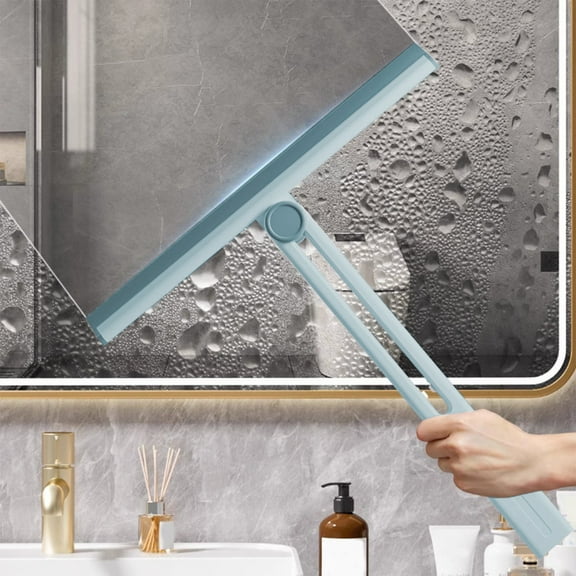 Rotatable Shower Squeegee, Glass Cleaning Tool with Soft Rubber Blade & 360° Pivot Head for Streak-free Cleaning on Windows, Mirrors, and Showers, Easy-grip Handle for Indoor and Outdoor Use