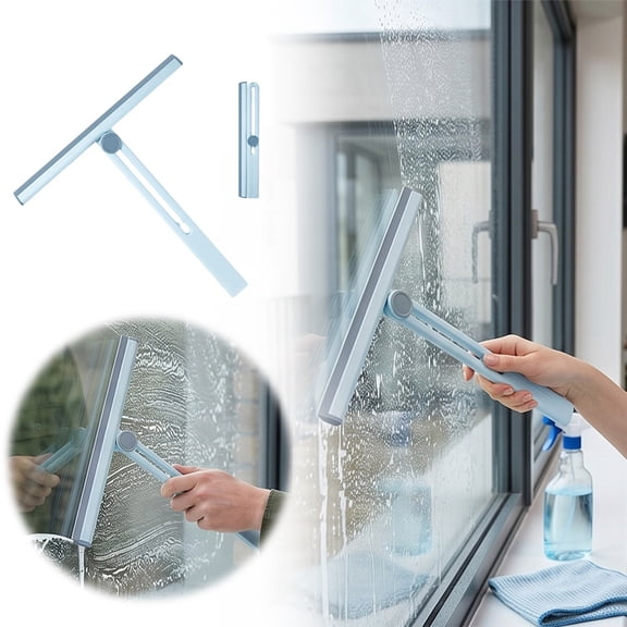 Rotatable Shower Window Squeegee Silicone Blade Glass Water Scraper For Bathroom Shower Kitchen Door Window Car Windshield(Blue-28Cm)