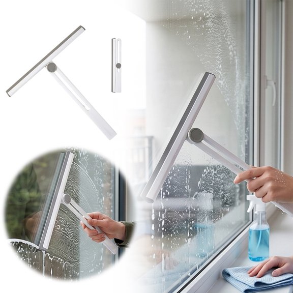 Rotatable Shower Window Squeegee Silicone Blade Glass Water Scraper For Bathroom Shower Kitchen Door Window Car Windshield(White-28Cm)