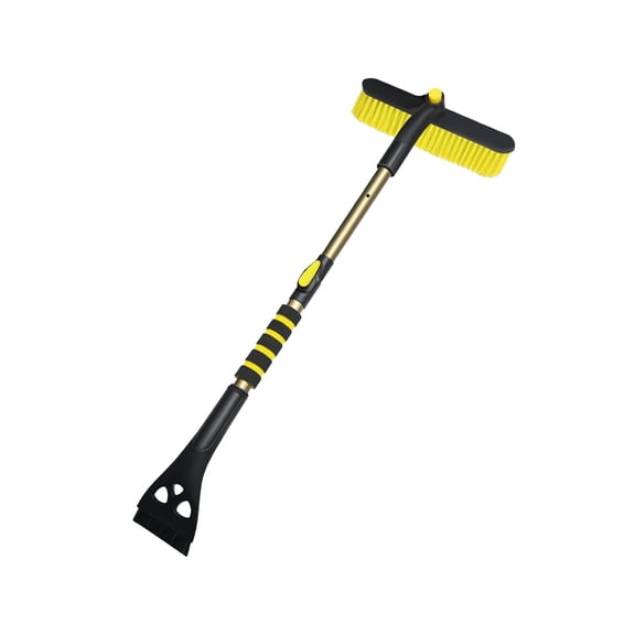 Rotatable Snow Shovel With Extendable Handle, Ice Scraper And Snow Brush, Plastic And Metal Construction For Car Cleaning, Windshield Scraping And Winter Maintenance, 31.9In Extended, 0.88