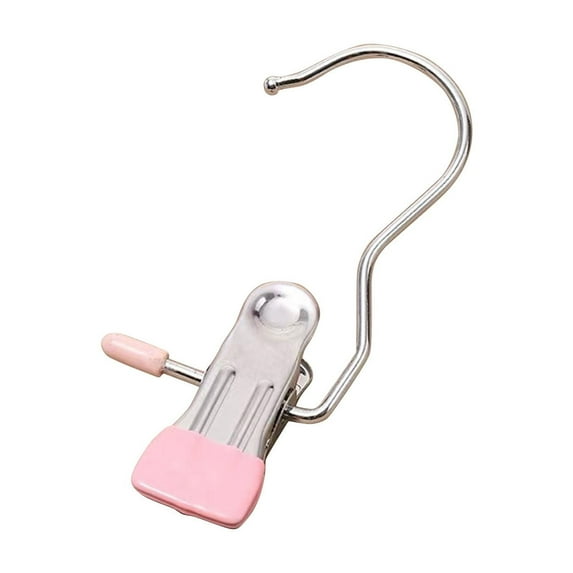 Rotatable Stainless Steel Hanger Hook Clip - Adjustable Rotation, Durable Metal Construction With Pink Accent - For Hanging Clothes, Hats, Bags, Towels In Closets, Bathrooms,
