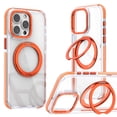 thumbnail image 1 of Rotatable Stand Case for iPhone 15 Plus, [Metal Ring Invisible Stand] [Clear Non-Yellowing] Slim Clear Case with Holder Miitary Grade Protection Phone Cover for iPhone 15 Plus, Orange, 1 of 8