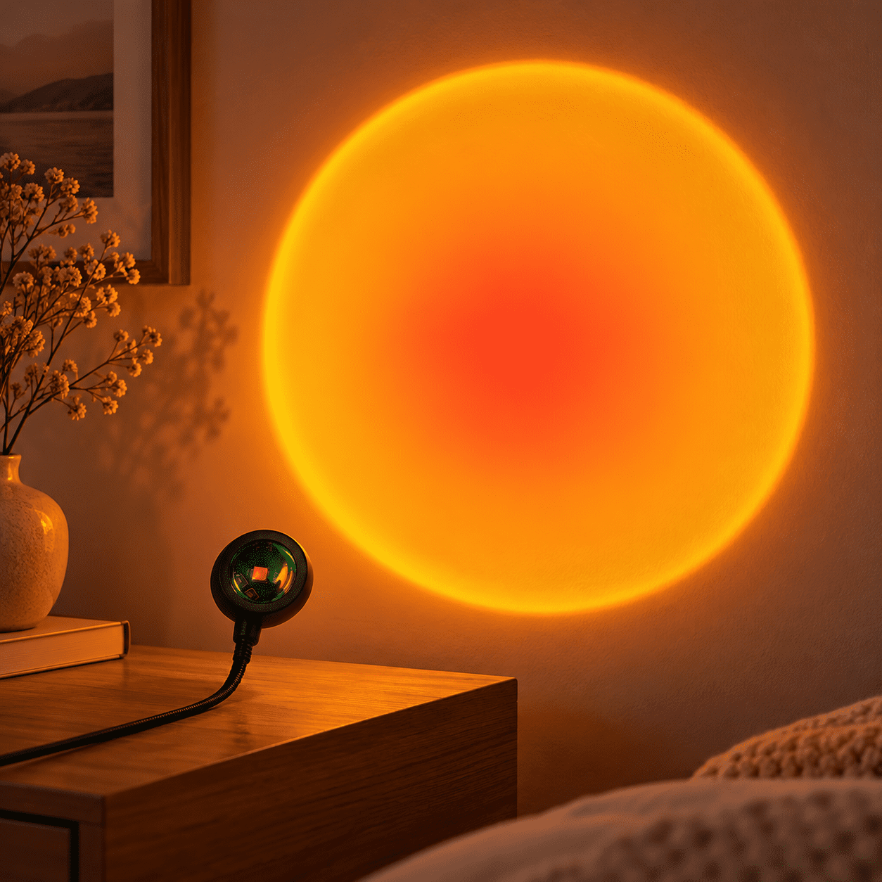 Rotatable Sunset Projection Night Light, USB Plug In Warm Glow ...