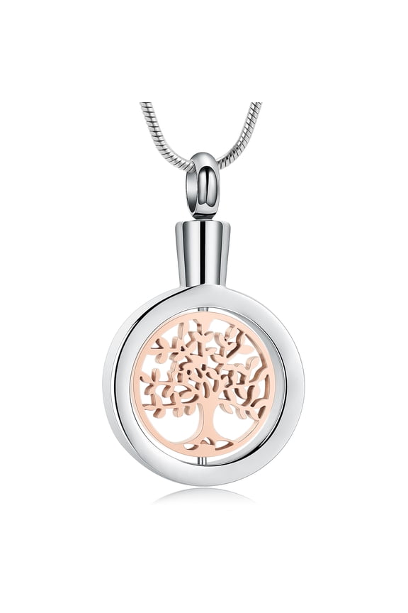 Rotatable Tree of Life Memorial Cremation Jewelry for Ashes Holder Urn Necklace for Ashes of Loved One Ashes Pendent for Ashes and Chain
