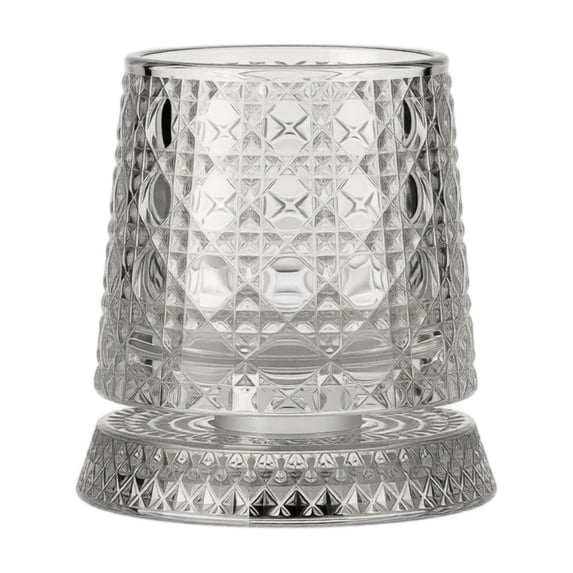 Rotatable Whiskey Glass 9 Ounce 360 Degree Swirling Crystal Clear with Matching Base for Bourbon Cocktails Home Decor Drinking Glass Set 1 Piece Cup 1 Piece Base