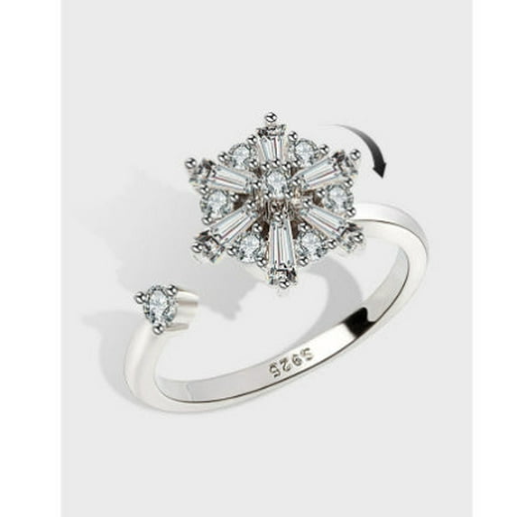 Rotatable Zircon Butterfly Ring For Women Adjustable Copper Band With White Gold Finish Size Adjustable Gleams