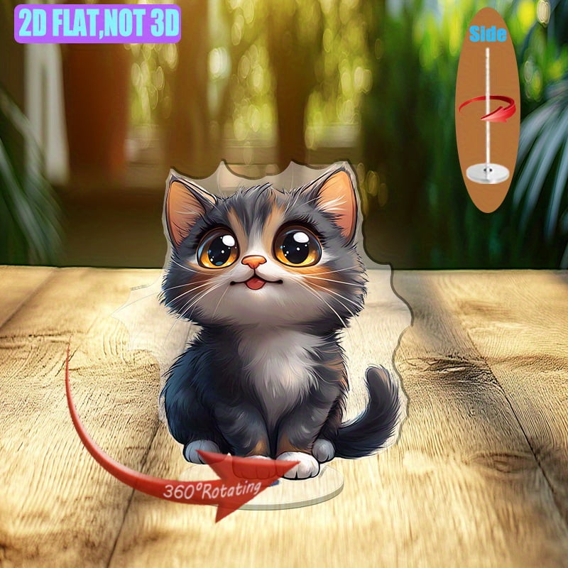 Rotatable acrylic display features an adorable cat design perfect for ...