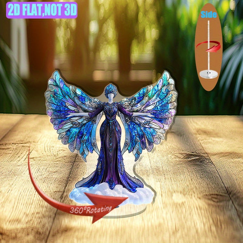 Rotatable acrylic display featuring a magical sprite with peacock-like ...