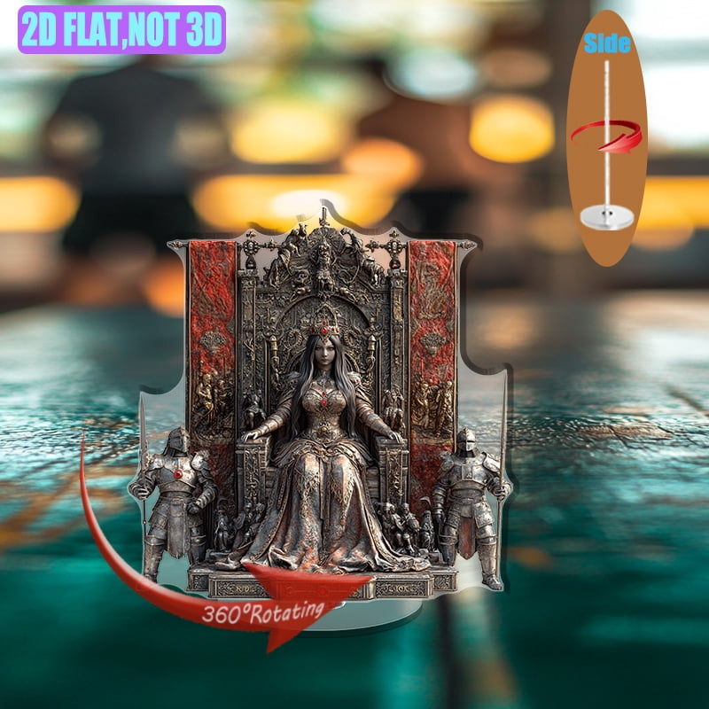 Rotatable acrylic display featuring a regal queen on her throne with ...