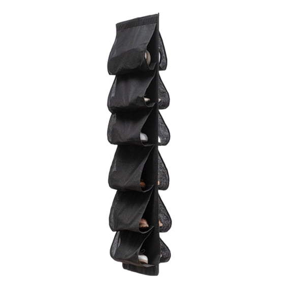 Rotatable hanging closet shoe organizer with twelve large pockets versatile storage holder for footwear clothing usable as travel hanging shoe rack