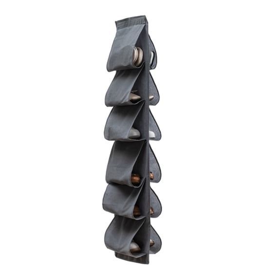 Rotatable hanging closet shoe organizer with twelve large pockets versatile storage holder for footwear clothing usable as travel hanging shoe rack