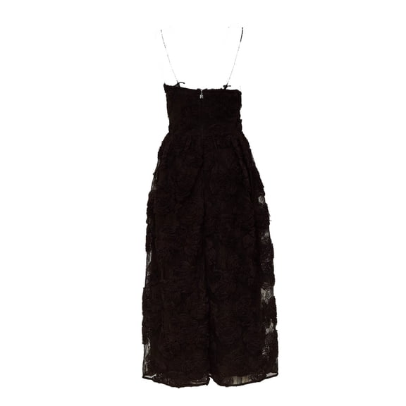 Rotate 3D Floral Lace Midi Dress With Fitted Bodice And Voluminous Skirt (Women's)