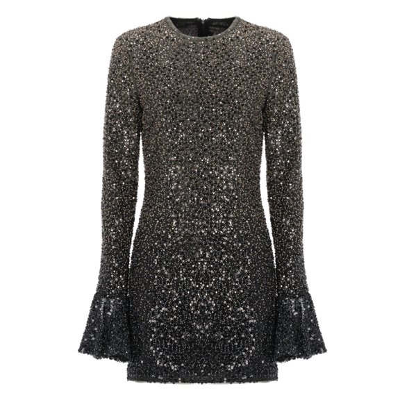Rotate Beaded Mini Dress With Flared Sleeves And Degradation Effect (Women's)