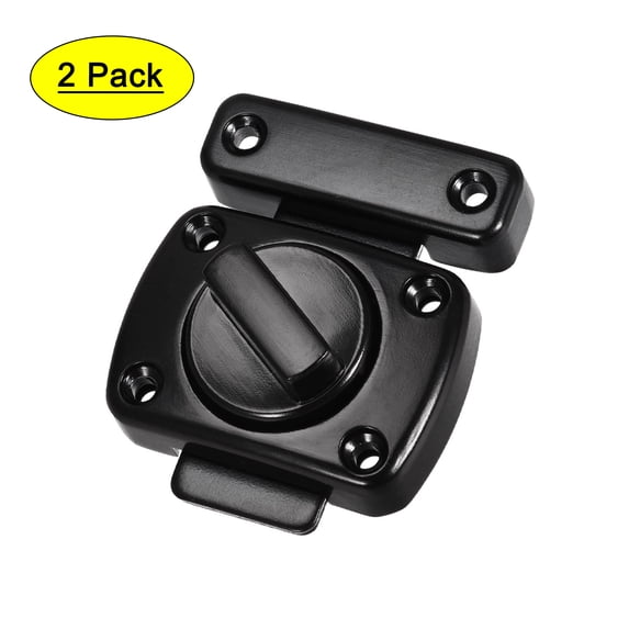 Rotate Bolt Latch 55x40mm Zinc Alloy Gate Latches Door Slide Lock 2 Pcs (Black)