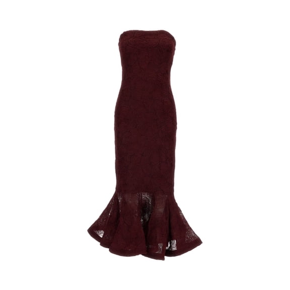 Rotate Bordeaux Flower Mesh Printed Dress (Women's)