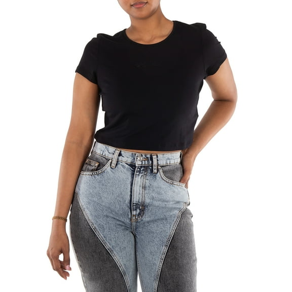 Rotate Crystal Logo Cropped T-Shirt, Brand Size 34 ( US Size 0 )