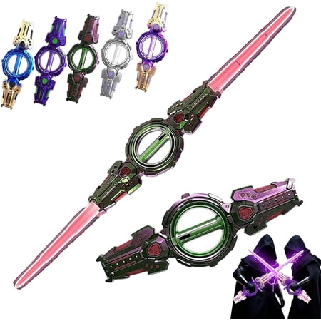 Rotate Dual-Blade Sword Model with Retractable, Light Up Sword, Bearing Rotation Mechanism- 7 Cool Light