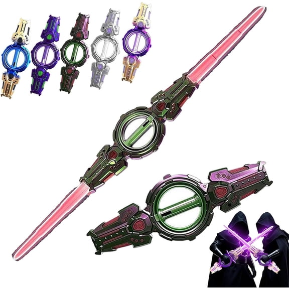 Rotate Dual-Blade Sword Model with Retractable, Light Up Sword, Bearing Rotation Mechanism- 7 Cool Light