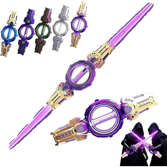 Rotate Dual-Blade Sword Model with Retractable, Light Up Sword, Bearing Rotation Mechanism- 7 Cool Light
