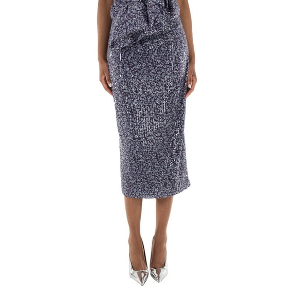 Rotate Ladies Vibrant Floral Outline Midi Pencil Skirt, Brand Size 34 (US Size 0)