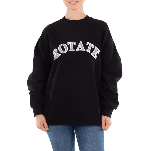Rotate Ladies Black Crewneck Logo Sweatshirt, Size Medium