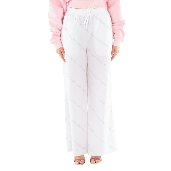 Rotate Ladies Bright White Comb Rotate Crystal Poplin Pants, Size Small