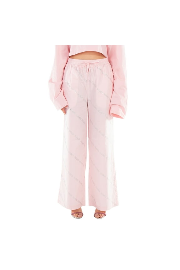 Ladies Pink Crystal Poplin Pants, Size Large