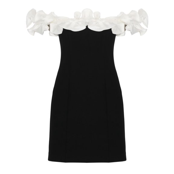 Rotate Mini Dress With Voluminous White Ruffle And Rear Zip Closure (Women's)
