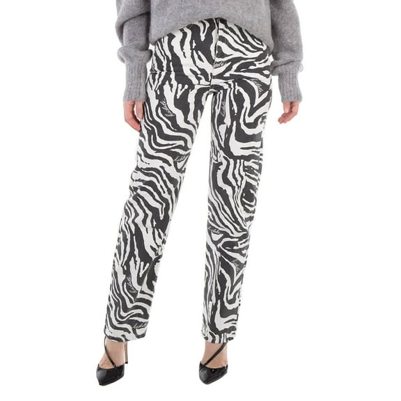 Rotate Printed Straight Zebra Jeans, Waist Size 24"