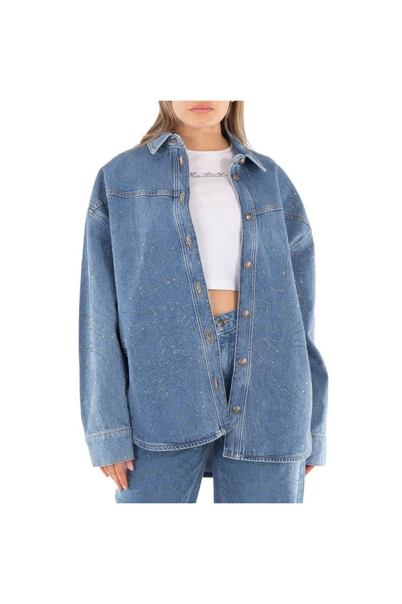 Rhinestone Denim Shirt, Brand Size 38 (US Size 4)