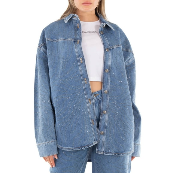 Rotate Rhinestone Denim Shirt, Brand Size 38 (US Size 4)