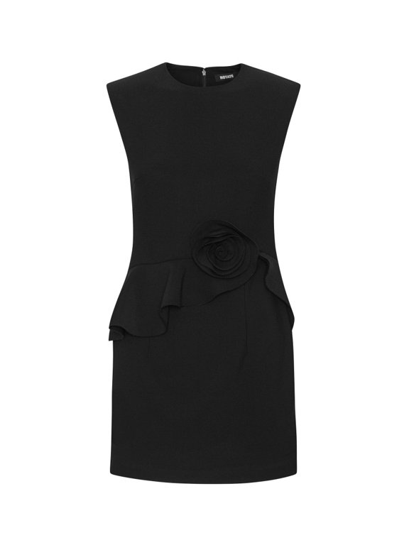 Sculptural Mini Dress With Ruffle Detail And Rose Embellishment (Women's)