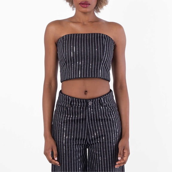 Rotate Sequin Twill Crop Top, Brand Size 40 ( US Size 6 )