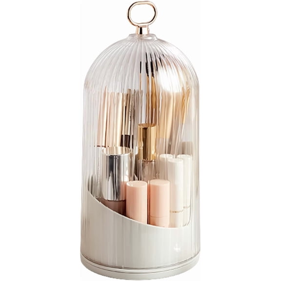 Rotate Toothbrush Holder with Cover - Frosted Glass Countertop Organizer, Dustproof Enclosed Bathroom Box, Toothpaste & Brush StorageBathroom Storage toiletries Bucket