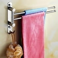 thumbnail image 1 of Rotating 180° Stainless Steel Towel Rack - 2 Bar Wall Mount for Bathroom & Kitchen, 1 of 5