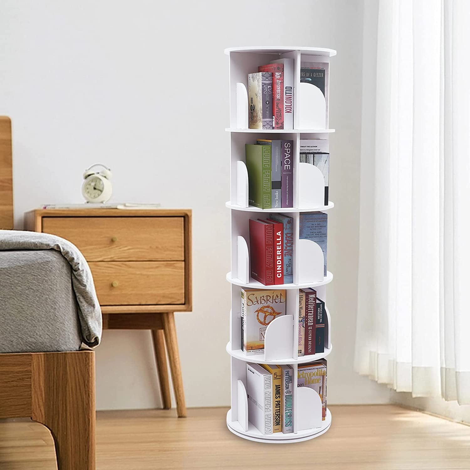 Rotating 360 Display Bookshelf Floor Standing Bookcase Rack PVC Book ...