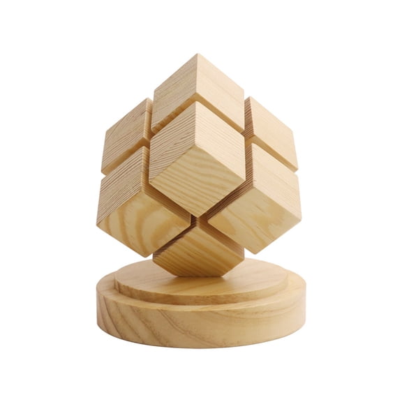 Rotating 4 Stage Cube LED Night Light USB Powered Wooden Desk Lamp Ambient Bedroom Decor Home Gift Rubberwood