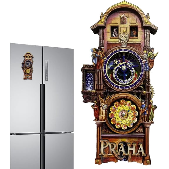 Rotating Astronomical Clock Magnet, Retro Square Keepsake, Home Kitchen Decor