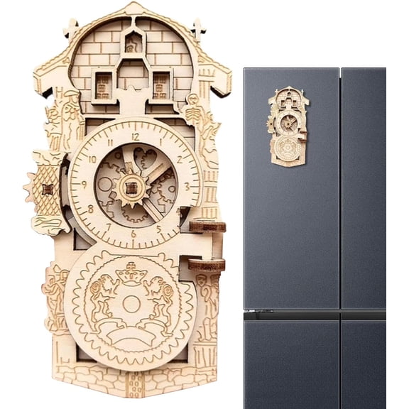 Rotating Astronomical Clock Magnet, Retro Square Keepsake, Home Kitchen Decor