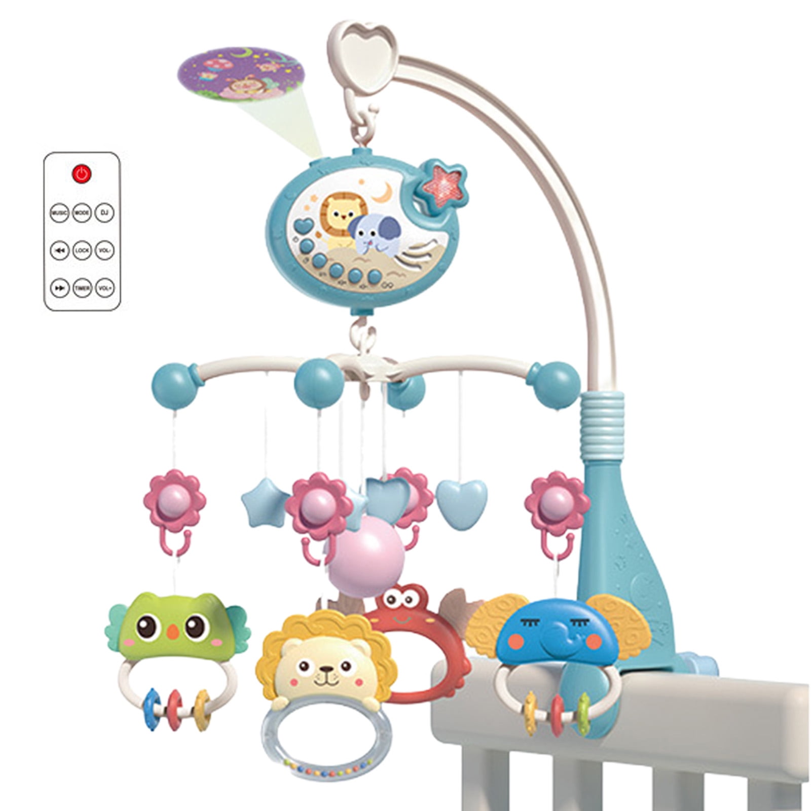 Rotating Baby Crib Mobile Musical Projector Remote Operated 400 Songs Star Lights Visual Tracking Toy