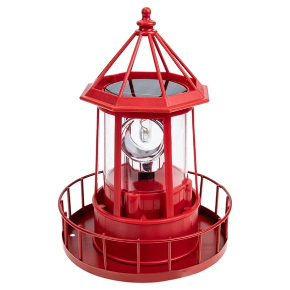 Rotating Beacon Light Iron Solar Adornment Lighthouse Garden Decor Lighthouse-Shaped Landscape Lamp B