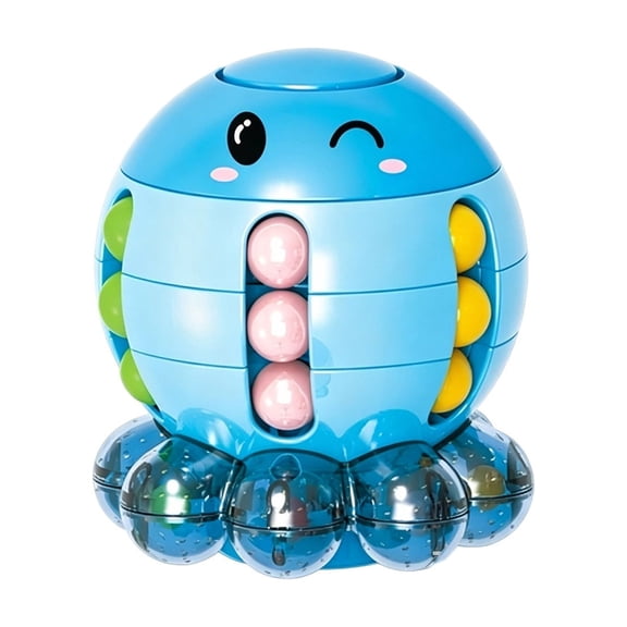 Rotating Bead Fidget Puzzle Toy Octopus-shaped Portable Educational Sensory Fidget Toys for Kids and Adults Stress Relief & Brain Training (Blue)