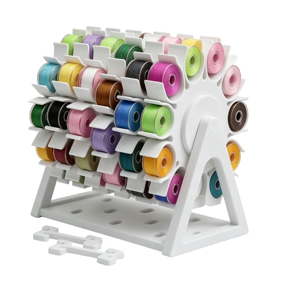 Rotating Bobbin Thread Organizer, 60-Hole Sewing Thread Holder for Organizing Threads and Avoiding Tangles, Compact Storage Holder