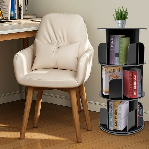 Rotating Book Shelf, Home 360° Rotation Bookcase, 3-Tier Spinning Bookcase Storage Rack for Living Rooms, Study Rooms, Bedrooms